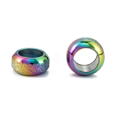 Ion Plating(IP) Frosted 201 Stainless Steel European Beads STAS-B020-13M-1