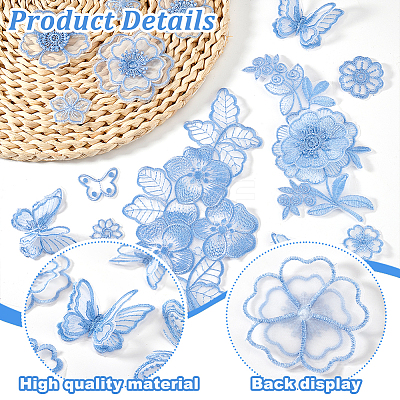 16Pcs 16 Styles Embroidery Lace Appliques DIY-GA0007-45-1