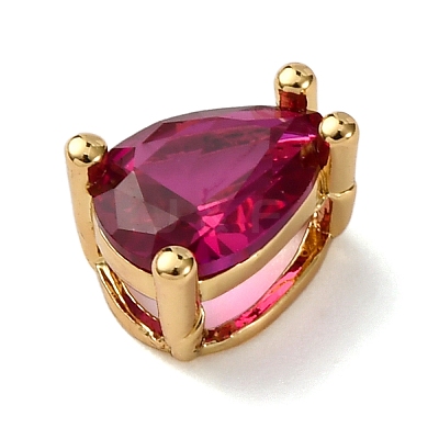 Teardrop Brass Micro Pave Cubic Zirconia Slide Charms KK-C119-16G-01-1