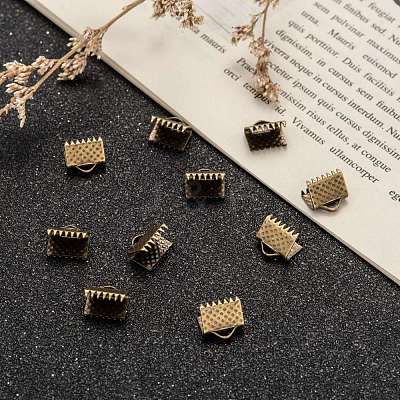Iron Ribbon Crimp Ends E004Y-AB-1