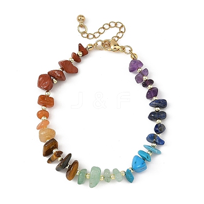 7 Chakra Gemstone Chip Beaded Bracelets BJEW-JB14189-1