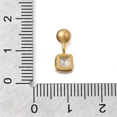 Brass Micro Pave Cubic Zirconia Square Charms KK-D500-01A-G-1