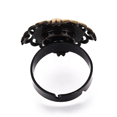 Adjustable Rhombus Alloy & Iron Bezel Cup Ring Base with Rotatable Tray MAK-T012-02AB-1