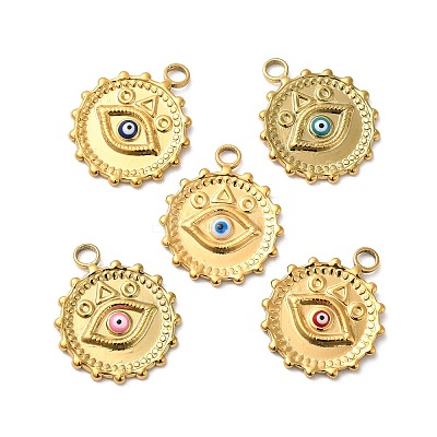 304 Stainless Steel Enamel Pendants STAS-D011-05G-1