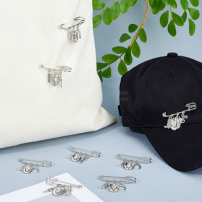 16Pcs 2 Style Cowboy Theme Stainless Steel Brooches JEWB-FH00043-1
