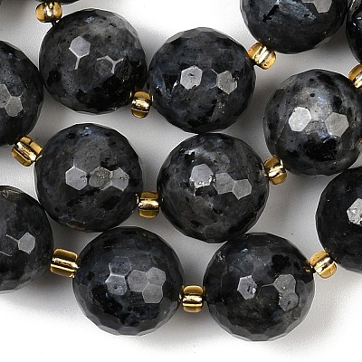 Natural Larvikite Beads Strands G-C249-A07-16mm-1