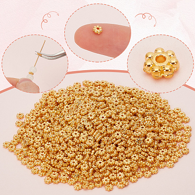 1000Pcs Alloy Daisy Spacer Beads FIND-SP0002-12A-G-1