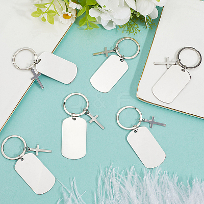 20Pcs 201 Stainless Steel Blank Pendant Keychain KEYC-SC0001-62B-1
