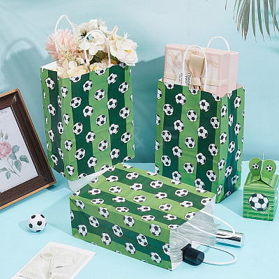 Football Printed Paper Gift Bags with Handle ABAG-WH0045-31C-1