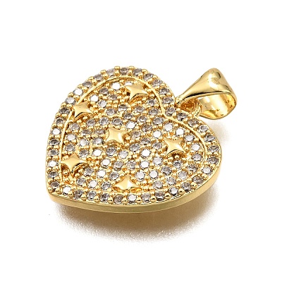 Brass Micro Pave Cubic Zirconia Pendants KK-K401-05C-G-1