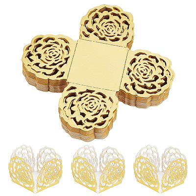 50Pcs Rose Flower Window Paper Candy Packaging Boxes CON-OC0001-78A-1