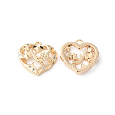 Brass Pave Cubic Zirconia Charms KK-O144-04G-1