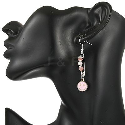 Natural Gemstone & Alloy Enamel & Iron Dangle Earrings for Women EJEW-JE07405-1