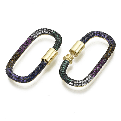 Brass Micro Pave Cubic Zirconia Screw Carabiner Lock Charms ZIRC-N039-008B-NF-1