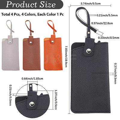 4Pcs 4 Colors PU Leather Eyeglass Cases AJEW-CN0004-99A-1