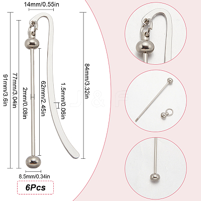 6Pcs Alloy Bookmarks AJEW-SC0003-28-1