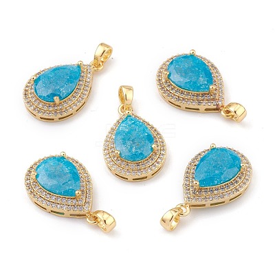 Golden Plated Brass Micro Pave Clear Cubic Zirconia Pendants ZIRC-F123-01E-1