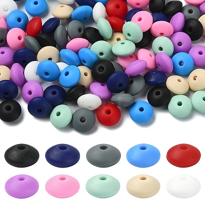 100Pcs 10 Colors Food Grade Eco-Friendly Silicone Beads SIL-YW0001-84-1