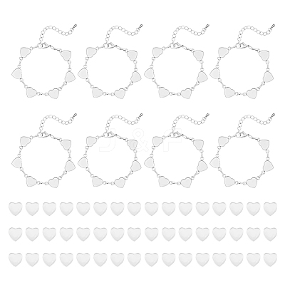 Heart 304 Stainless Steel Cabochon Setting Bracelets BJEW-AB00011-1