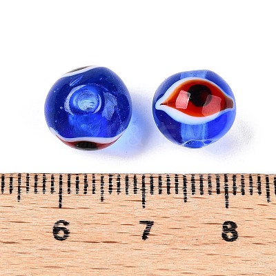Handmad Evil Eye Round Lampwork Beads LAMP-T021-17B-1