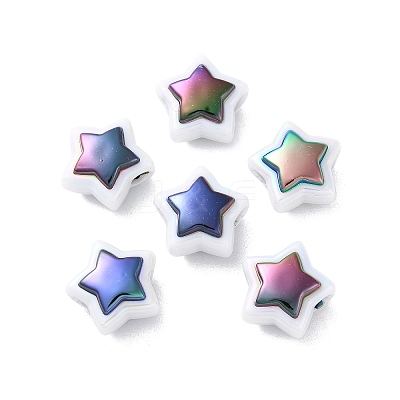 UV Plating Rainbow Iridescent Acrylic Beads OACR-H112-19A-1