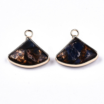 Fan Assembled Natural Bronzite and Mixed Gemstone Pendants G-N330-023-1