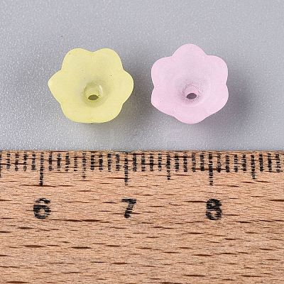 Frosted Transparent Acrylic Flower Bead Caps X-OACR-Q203-01-1
