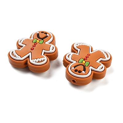 Christmas Gingerbread Man Silicone Beads SIL-U005-01A-1