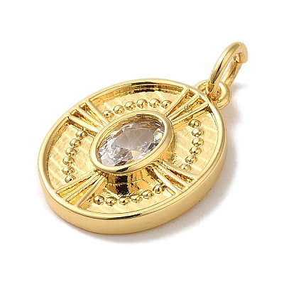 Rack Plating Brass Micro Pave Cubic Zirconia Pendant KK-U027-37G-1