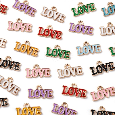 48Pcs 8 Colors Valentine's Day Theme Alloy Enamel Pendants ENAM-FS0002-51-1