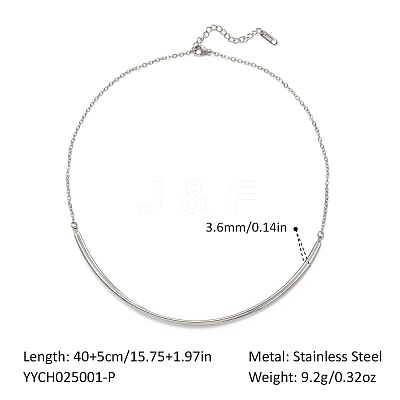 Minimalist 304 Stainless Steel Curved Stick Choker Necklaces for Women KY3347-2-1