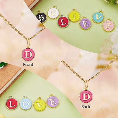 120Pcs 12 Colors Golden Plated Alloy Charms ENAM-SZ0001-64D-1
