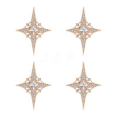 4Pcs Alloy Rhinestone Lapel Pins for Backpack Clothes JEWB-HY0001-64A-1