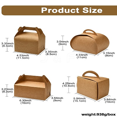 40Pcs 4 Styles Kraft Paper Hand-held Cake Box CON-CJ0001-21-1