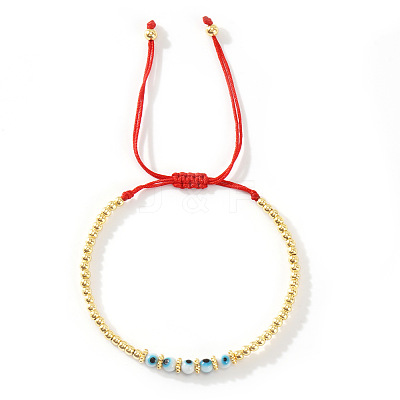 Bohemian Glass & Brass Beads Braided Bead Bracelets for Women BJ5189-2-1