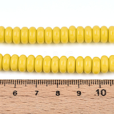 Opaque Spray Painted Glass Beads GLAA-ZX008-8mm-18K-1