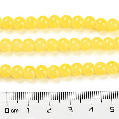 Baking Paint Imitation Jade Glass Round Bead Strands X-DGLA-Q021-6mm-24-1