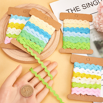 4 Cards 2 Styles Polyester Wavy Fringe Trim Ribbon DIY-GF0009-48D-1