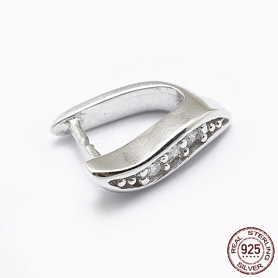 Anti-Tarnish Rhodium Plated 925 Sterling Silver Micro Pave Cubic Zirconia Pendant Bails STER-P034-05P-1