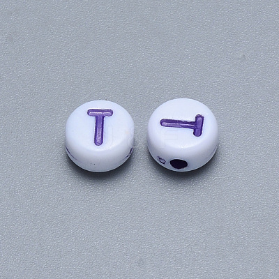 Craft Acrylic Horizontal Hole Letter Beads SACR-S201-11T-1