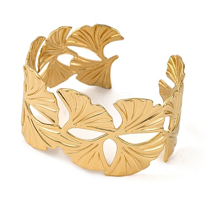 Ion Plating(IP) 304 Stainless Steel Cuff Bangles for Women BJEW-D048-01G-1