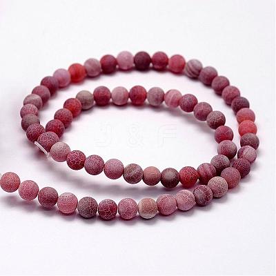 Frosted Natural Weathered Agate Beads Strands G-F367-8mm-04-1