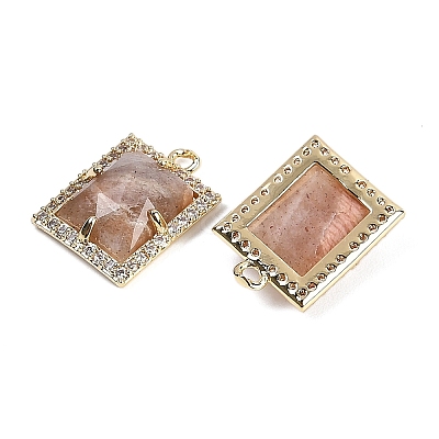 Natural Sunstone Faceted Rectangle Pendants G-I375-05G-04-1