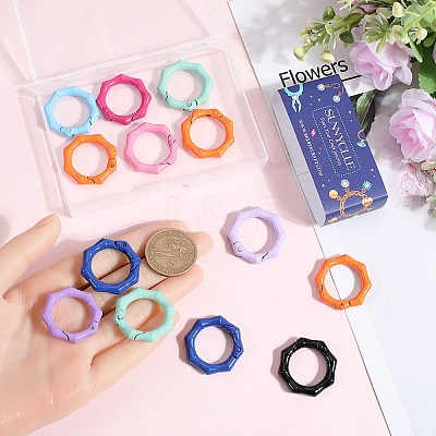 16Pcs Spray Painted Alloy Spring Gate Ring FIND-SC0012-72-1
