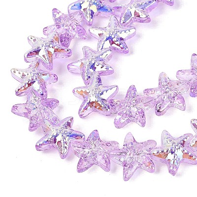 Electroplate Transparent Glass Beads Strands EGLA-Q136-01A-12-1