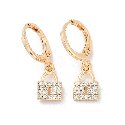 Brass Micro Pave Clear Cubic Zirconia Leverback Earrings EJEW-K300-07G-1