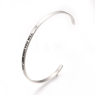 Tarnish Resistant 304 Stainless Steel Cuff Bangles X-BJEW-Q685-08-1
