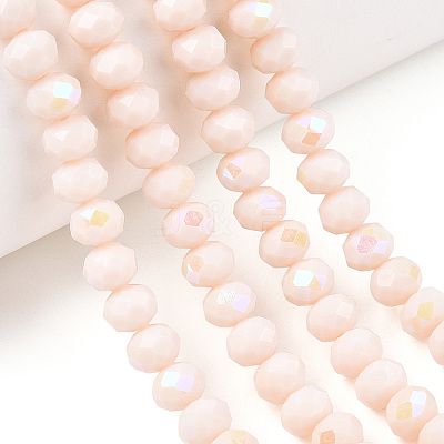 Electroplate Opaque Solid Color Glass Beads Strands EGLA-A034-P8mm-L20-1