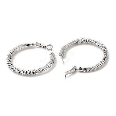 Rack Plating Brass Beaded Hoop Earrings for Women EJEW-D059-10P-1