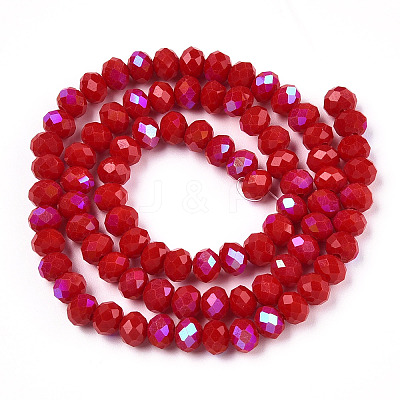 Electroplate Opaque Solid Color Glass Beads Strands EGLA-A044-P6mm-L02-1